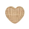 Sisal Heart Wicker Straw Clutch Bag in Natural