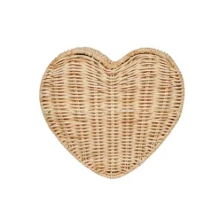 Sisal Heart Wicker Straw Clutch Bag in Natural