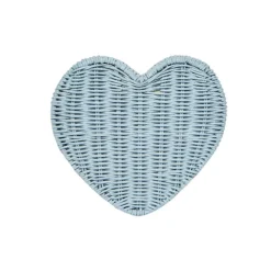 Sisal Heart Wicker Straw Clutch Bag in Blue