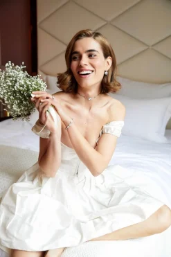 Sissi Silk Taffeta Dress in White
