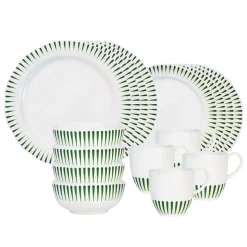 Sitio Stripe 16-Piece Place Setting in Basil
