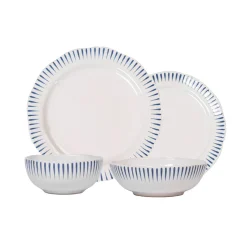 Sitio Stripe 4-Piece Place Setting in Delft Blue