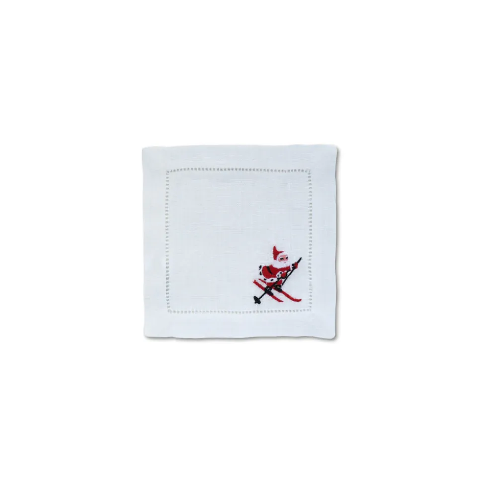 Skiing Santa Cocktail Napkins, Set of 4