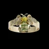Skinny Stripey Bee Napkin Rings in Green, Set of Four