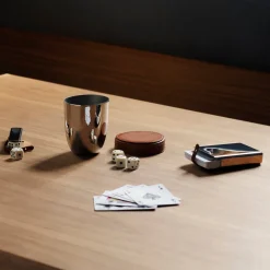 Sky Dice Travel Cup & 5 Dice, Leather & Stainless Steel