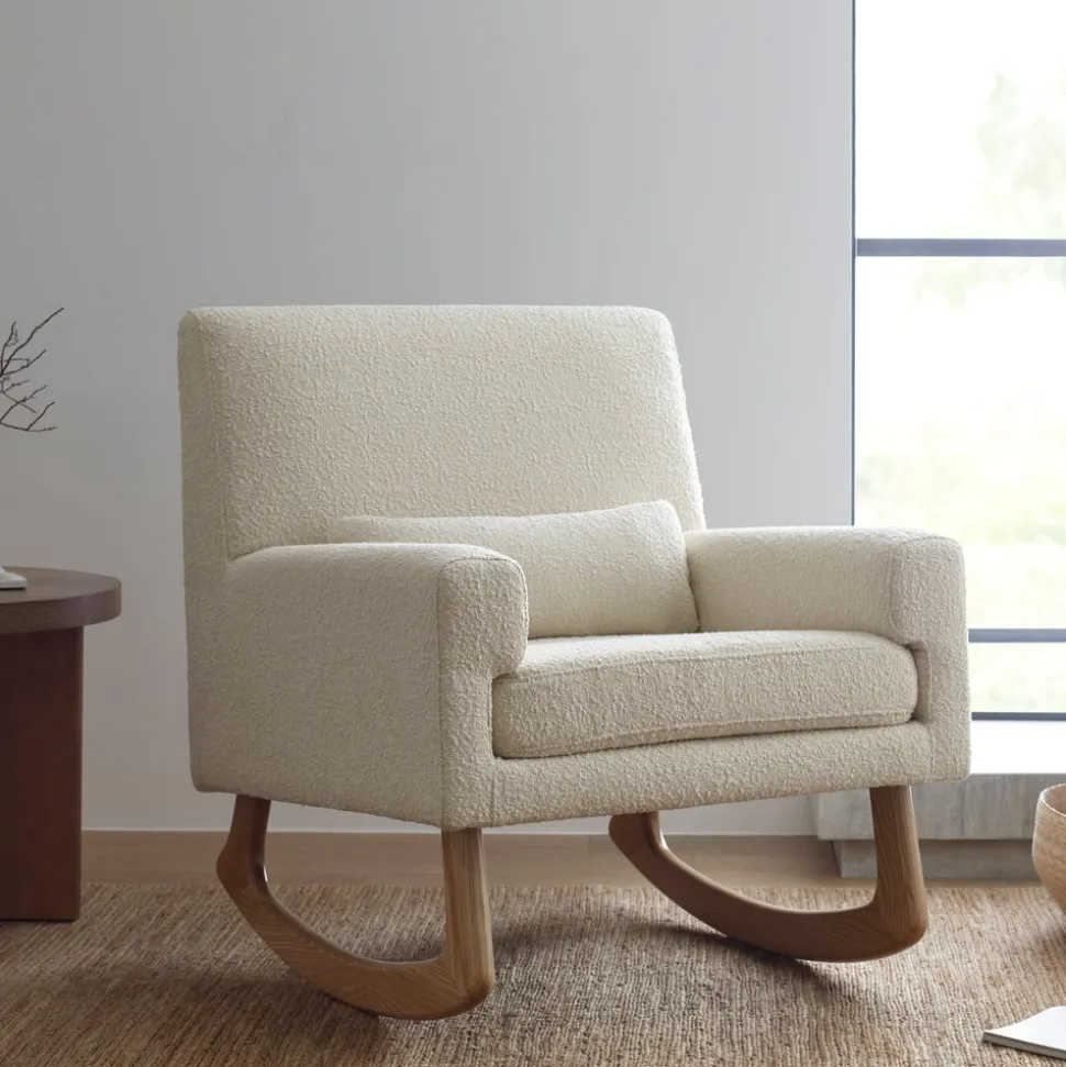Sleepytime Rocker in Ivory Boucle with Light Legs