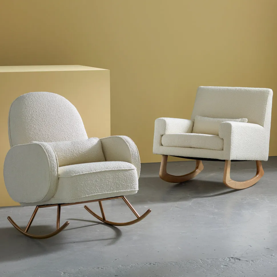 Sleepytime Rocker in Ivory Boucle with Light Legs