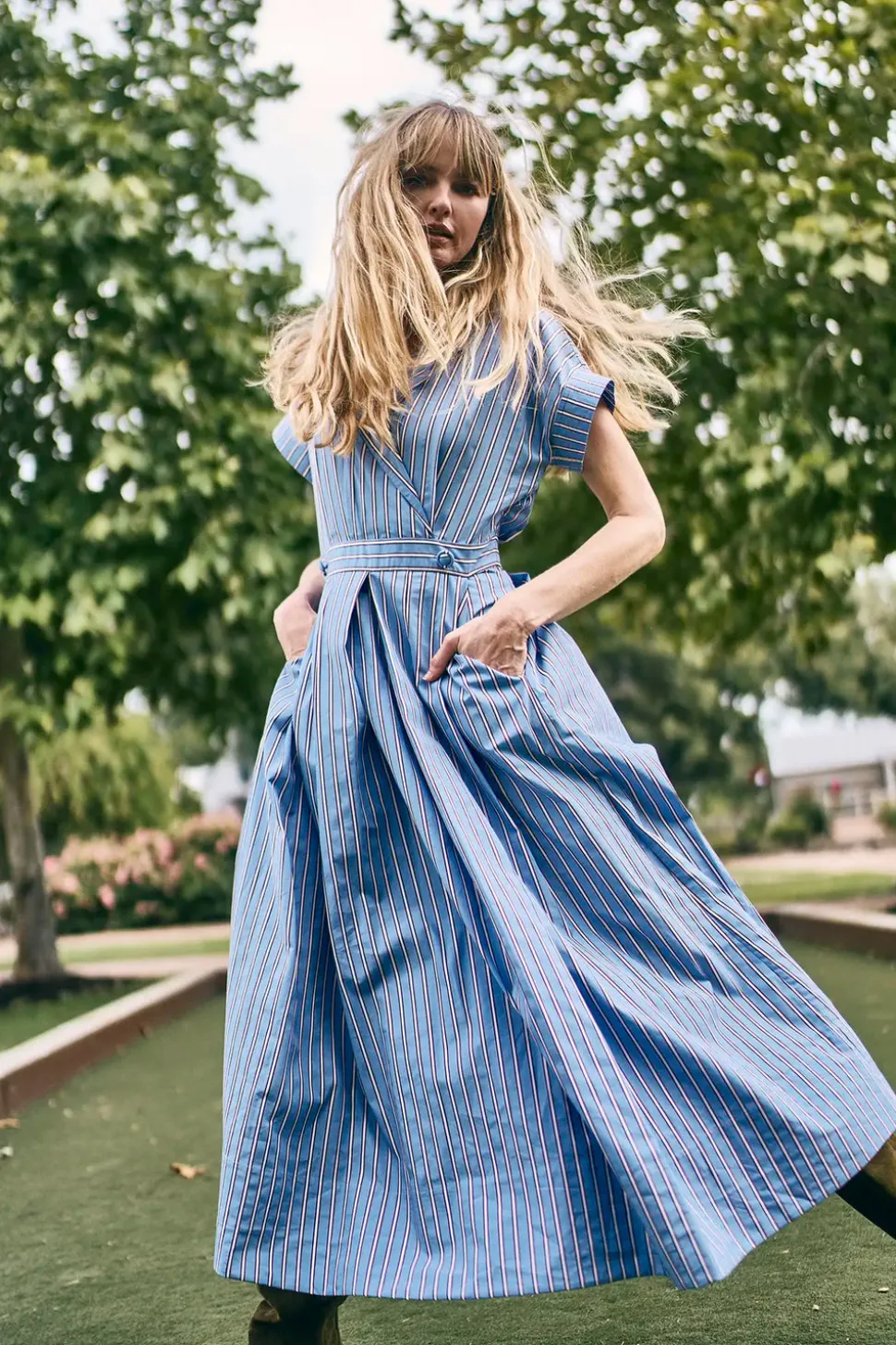 Sloane Wrap Dress in Marfa Stripe