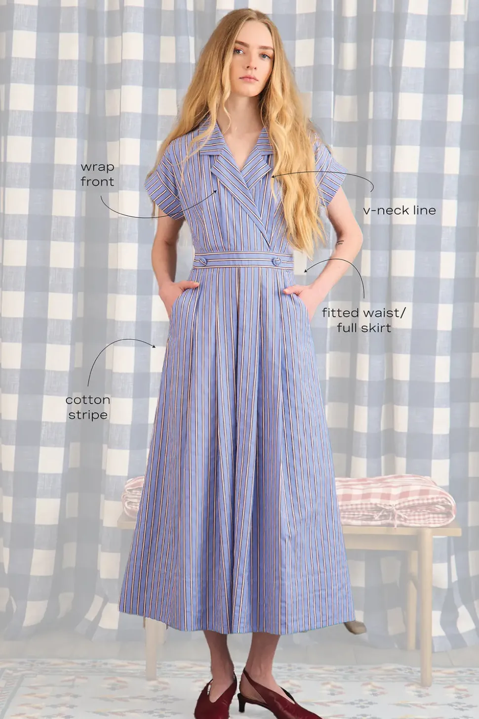 Sloane Wrap Dress in Marfa Stripe