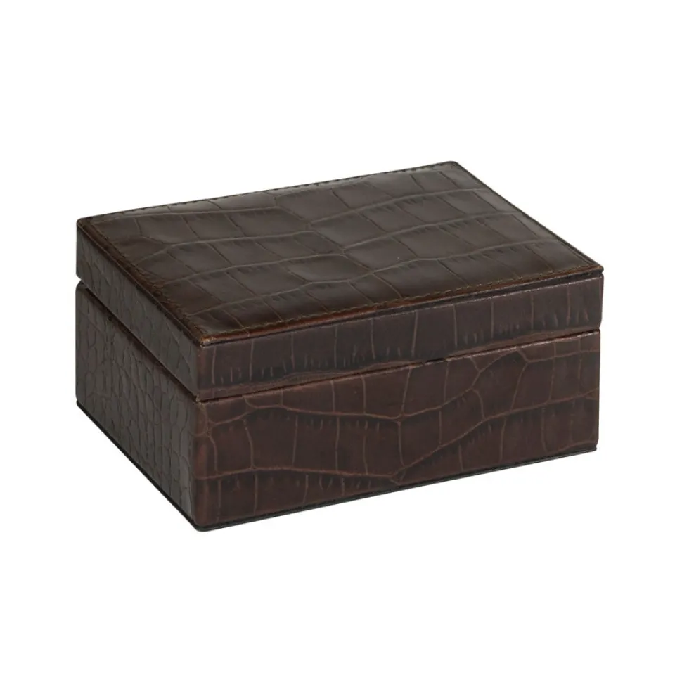 Small Box in Crocodile Embossed Leather