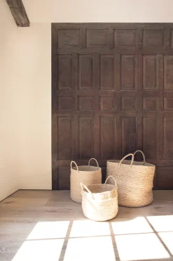 Small Braided Raffia Basket Natural
