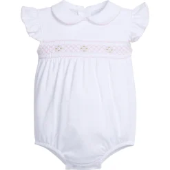 Smocked Angel Sleeve Bubble in Pink Geo