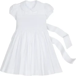 Smocked Emery Dress in White