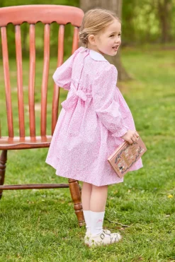 Smocked Natalie Dress in Pink Vinings