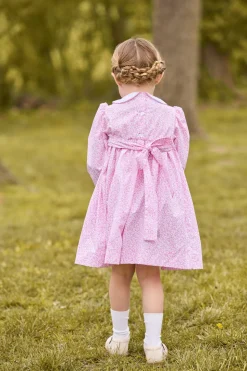 Smocked Natalie Dress in Pink Vinings