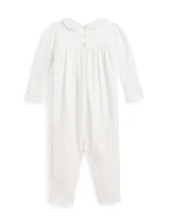 Smocked Organic Cotton Coverall