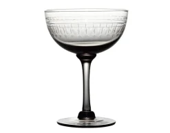 Smoky Champagne Saucers With Ovals Design, Set of 4