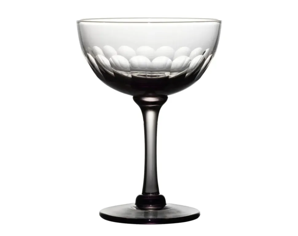 Smoky Champagne Saucers With Lens Design, Set of 4