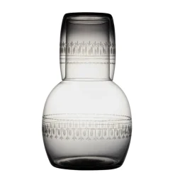 Smoky Crystal Carafe Set With Ovals Design