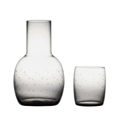 Smoky Crystal Carafe Set With Stars Design