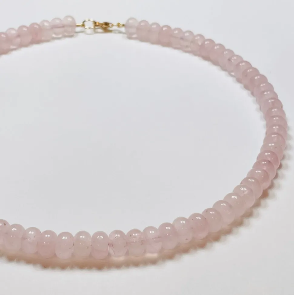 Smooth Rose Quartz Candy Necklace