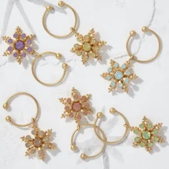 Snowflake Wine Charms in Pastels