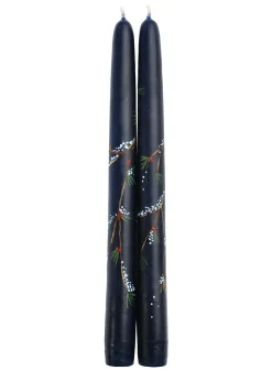 Snowy Branches Taper Candles, Set of Two