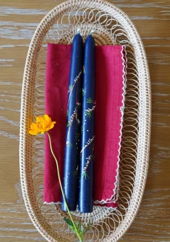 Snowy Branches Taper Candles, Set of Two