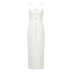 Sofia Dress in Ivory Silk Wool with Sporadic Sequins
