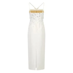 Sofia Dress in Ivory Silk Wool with Sporadic Sequins