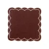 Sofia Linen Brown Napkin with Blooming Dahlia Embroidery