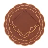 Sofia Linen Tabac Napkin with Marigold Embroidery