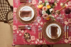 Sofia Linen Tabac Placemat with Marigold Embroidery