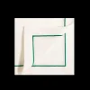 Soft Linen Cord Embroidered Dinner Napkin in White with Gazon
