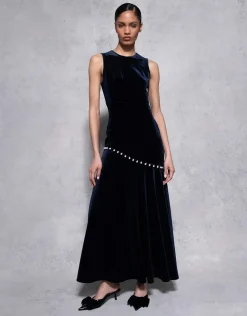Sole Velvet Maxi Dress in Navy