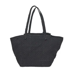 Soona Upcycled Woven Cotton Tote Bag in Black