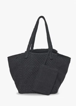 Soona Upcycled Woven Cotton Tote Bag in Black
