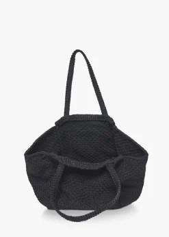 Soona Upcycled Woven Cotton Tote Bag in Black