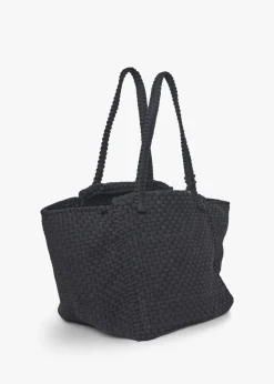 Soona Upcycled Woven Cotton Tote Bag in Black