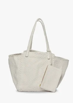 Soona Upcycled Woven Cotton Tote Bag in Ivory