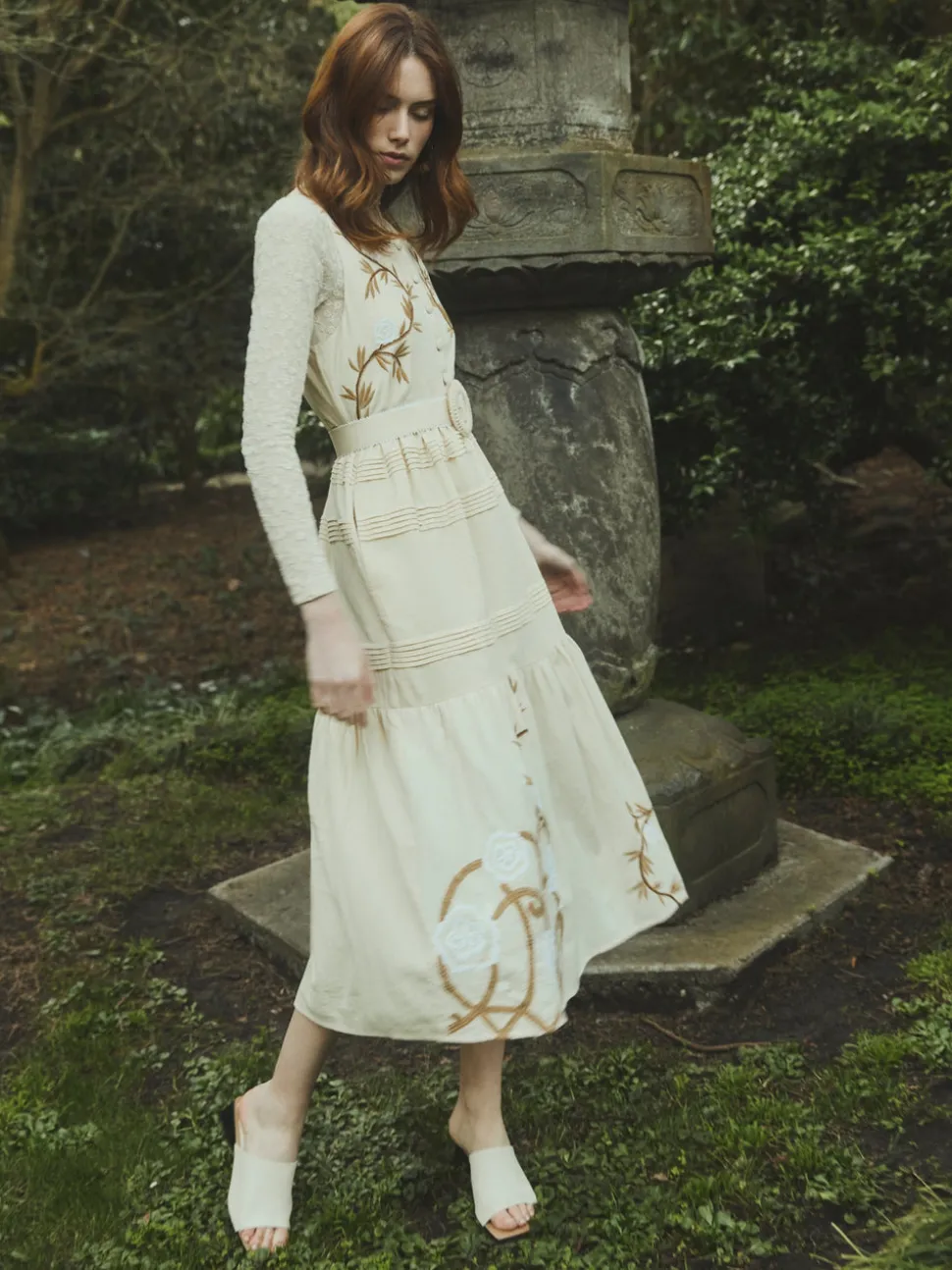 Sophia Dress in Khaki Garden