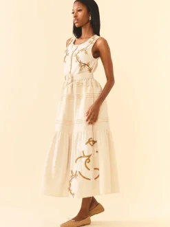 Sophia Dress in Khaki Garden