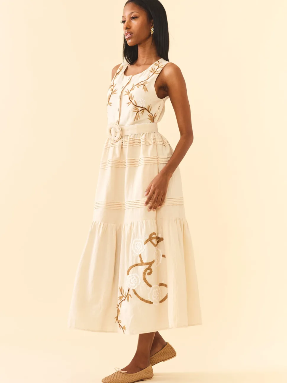 Sophia Dress in Khaki Garden
