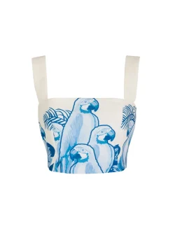 Sotavento Top in Blue Macaw Print