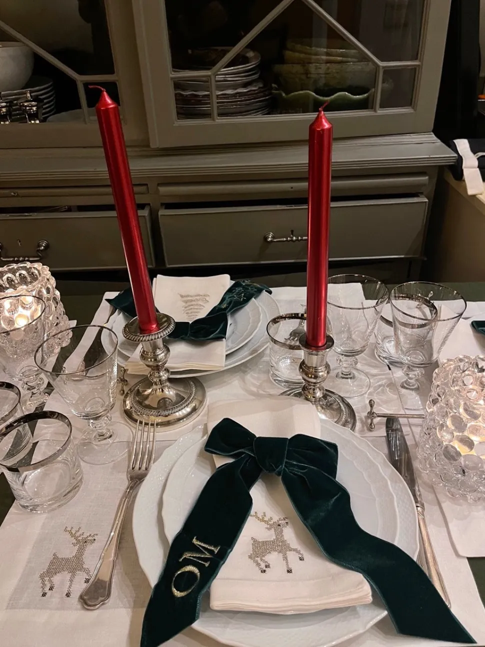 Sparkling Reindeer Napkin and Placemat, Set of 2