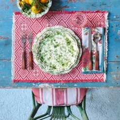 Speckled Dessert Plate in Green and White