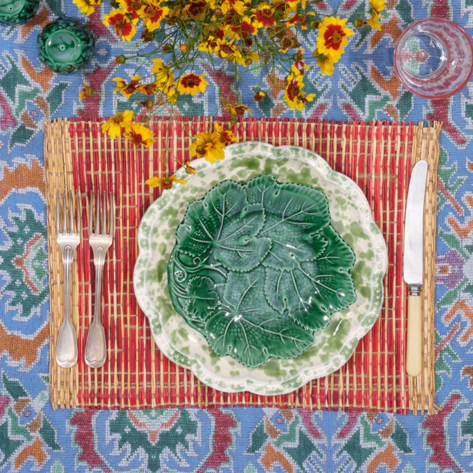Speckled Dinner Plate in Green and White