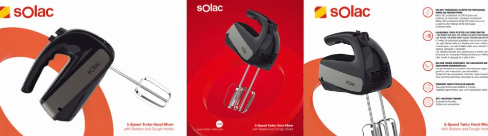 5-Speed Turbo Hand Mixer With Beaters And Dough Hooks