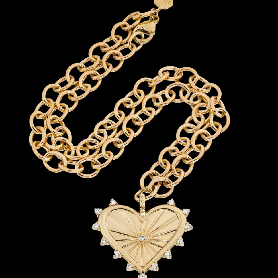 Spiked Heart Necklace with Chain