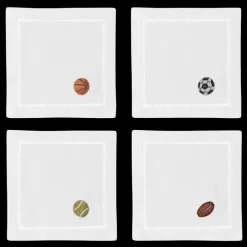 Sport Cocktail Napkins, Mixed Set of 4